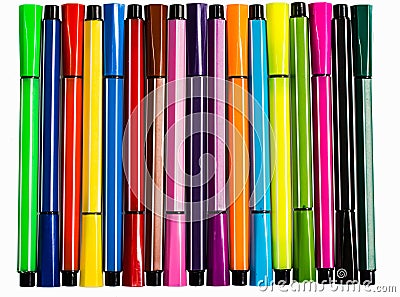 Set of multi-colored ball pens Stock Photo