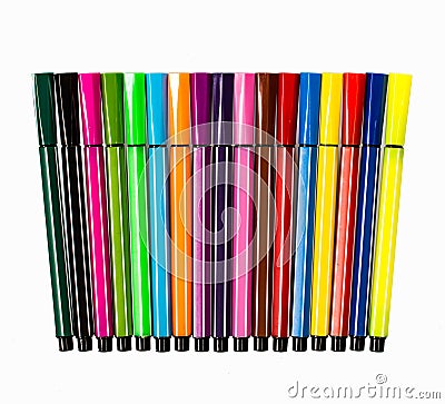 Set of multi-colored ball pens Stock Photo