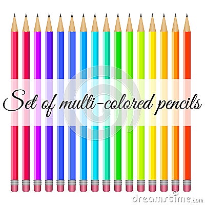 Set of multi-colored pencils with trowels Vector Illustration