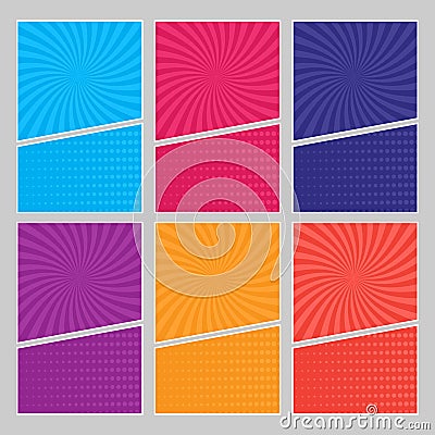 Set of multi colored pop art banners Vector Illustration