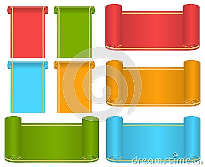 Set of multi-colored ribbons and labels Vector Illustration