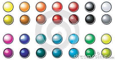 Set of multi-coloured round buttons Vector Illustration