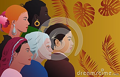 Set of multi ethnic women Vector Illustration