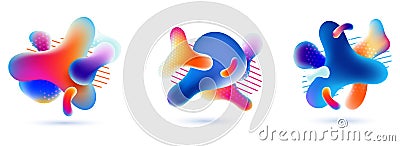 Set of multi gradient color liquid bubble of fluid art abstract element. Stock Photo