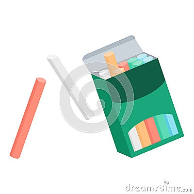 Set of multicolor chalks in a box Vector Illustration