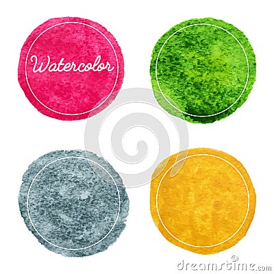 Set of multicolor watercolor hand drawn circles background Vector Illustration