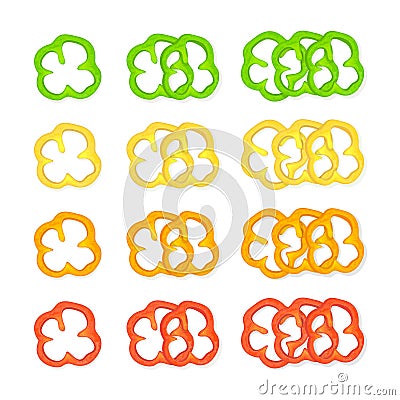Set of multicolored bell peppers Vector Illustration