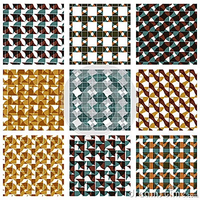 Set of multicolored grate seamless patterns Vector Illustration