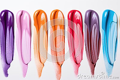 Set of multicolored smears of nail polish isolated on white background. ai generative Stock Photo