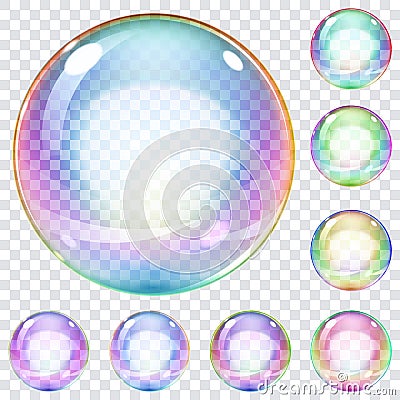 Set of multicolored soap bubbles Stock Photo