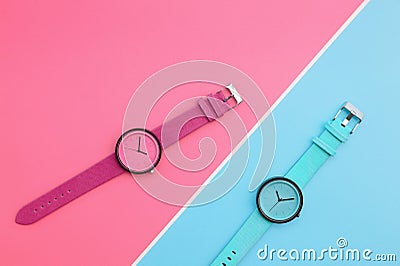 Set of multicolored wrist watches Stock Photo