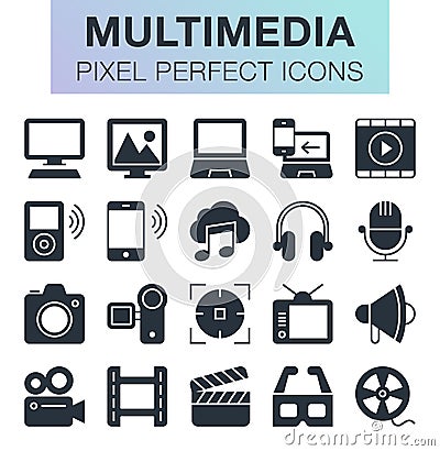 Set of multimedia icons. Vector Illustration