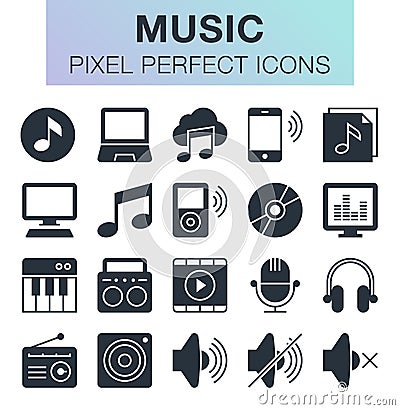 Set of music icons. Vector Illustration