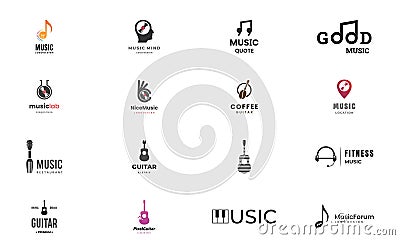 set of music logos collection template Vector Illustration