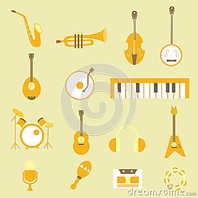 Set musical flat icons Stock Photo