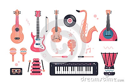 Set of musical instruments Vector Illustration