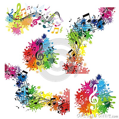 Set of musik backgrounds with notes Vector Illustration