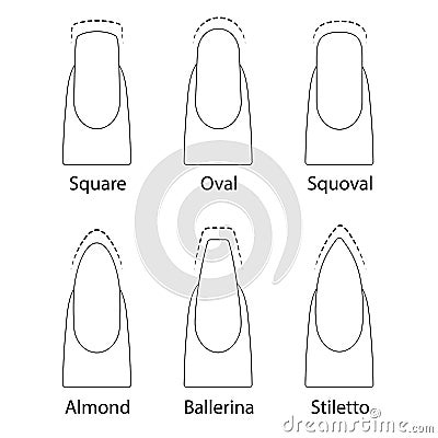 Set of nails shapes Vector Illustration