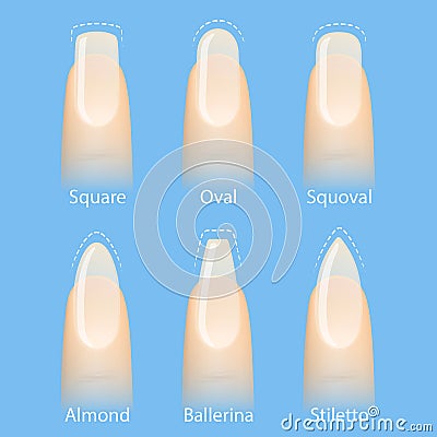 Set of nails shapes Vector Illustration