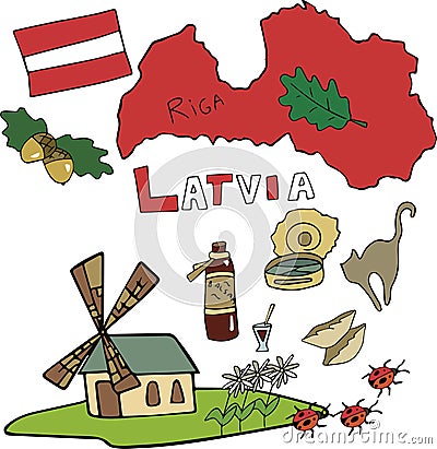 The set of national profile of the Latvia Vector Illustration