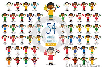 Set of 54 national sport team fans from African countries Vector Illustration Vector Illustration