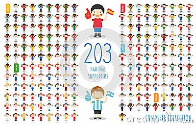 Set of 203 national sport team supporters from all over the world Vector Illustration Vector Illustration