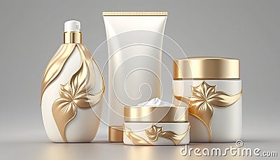 Set of cosmetic care products Cartoon Illustration