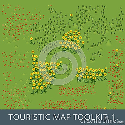 Set of natural elements for touristic map Vector Illustration