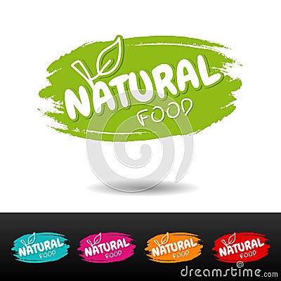 Set of Natural food badges. Vector hand drawn labels. Stock Photo