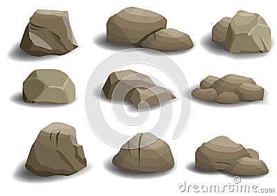 Set of natural stones Vector Illustration