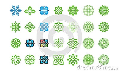 Set of Nature leaf logo, environment logo , ecology logo template designs, Lotus Wellness Logo Design Template Element Vector Illustration