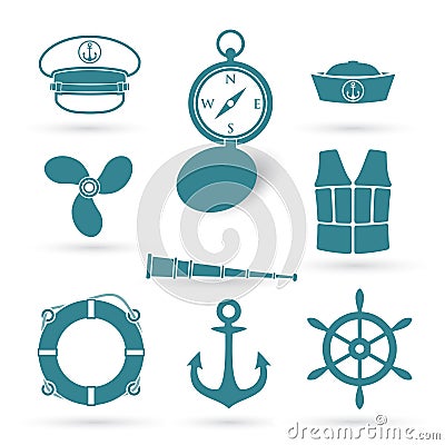 Set of nautic symbols Vector Illustration