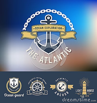 Set of nautical Logo Template Vector Illustration