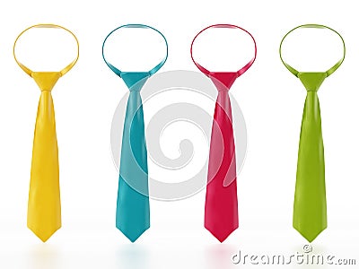 Set of neckties with various textures. 3D illustration Cartoon Illustration