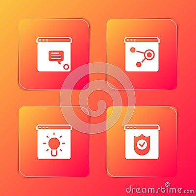 Set New chat messages notification, Browser window, and with shield icon. Vector Vector Illustration