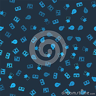 Set New chat messages notification, Hand like, Information and Foreign language online study on seamless pattern. Vector Vector Illustration