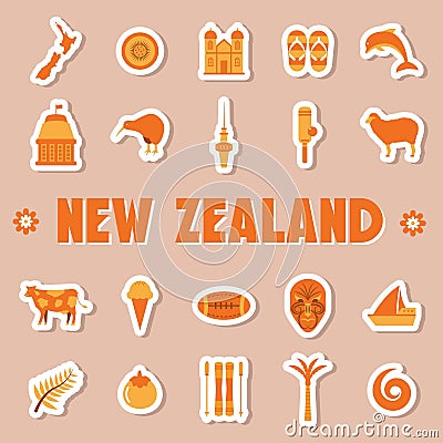 Set of new zealand icons. Vector illustration decorative design Vector Illustration