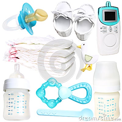 Set of newborn baby things Stock Photo