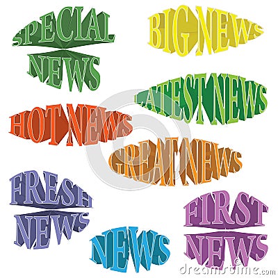 set of news words Vector Illustration