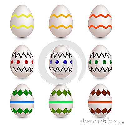 Set of nine easter eggs Vector Illustration