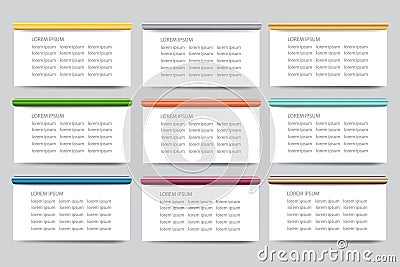 Set of nine infographic rectangles Vector Illustration