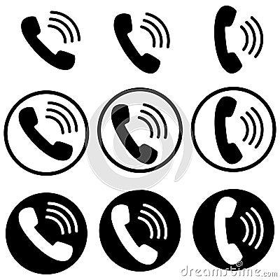 set of nine phone contact number icons Vector Illustration