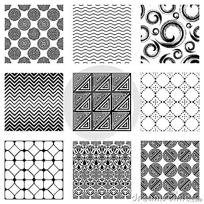 Set of nine seamless patterns Stock Photo