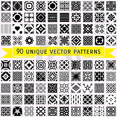 Set of ninety vector patterns Vector Illustration