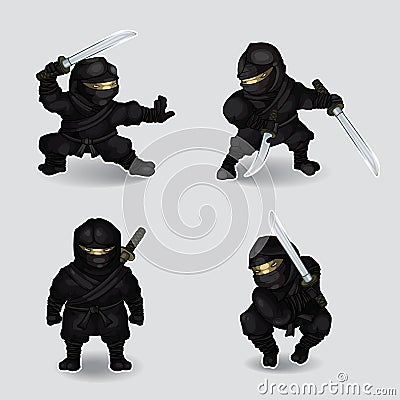 Set of ninja Vector Illustration