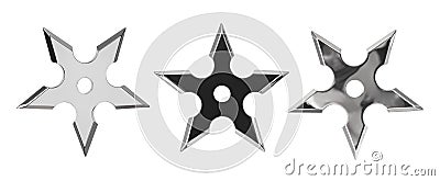 Set of ninja star shurikens Stock Photo