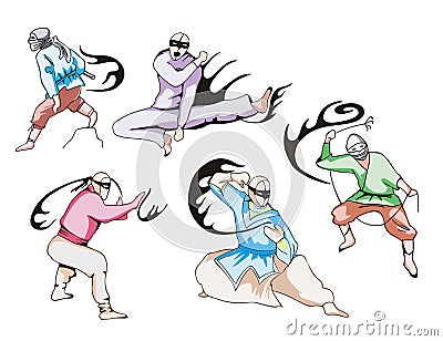 Set of ninjas Vector Illustration