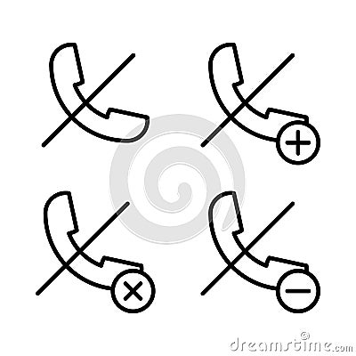 set of no call tube icons. Element of phone icons for mobile concept and web apps. Thin line icons for website design and developm Stock Photo