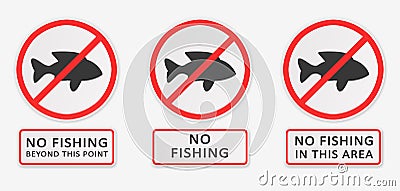 No fishing. Set of signs. Stock Photo