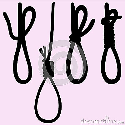 Set of the noose vector silhouette Vector Illustration